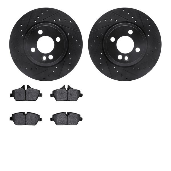 8502-32006, Rotors-Drilled and Slotted-Black with 5000 Advanced Brake Pads, Zinc Coated, Dynamic Friction Co, Mfr#: 8502-32006